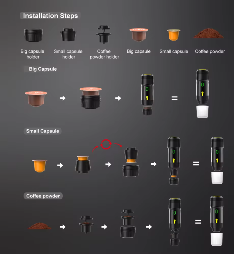 Portable Coffee Machine Fit for Coffee Powder and Coffee Capsule