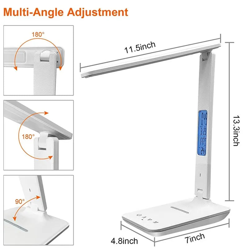 Finds for Home®  Wireless Charger Pad LED Desk Lamp Temperature Alarm Clock Eye Protect Study Business Light Table Lamp 10W Fast Charging Station