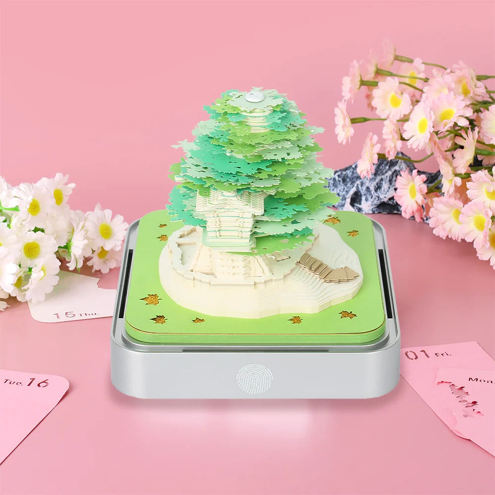 3D Calendar 2025 Omoshiroi Block Sakura Tree Calendar 3D Notepad Block 253Sheet Memo Pad Desk Calendar Note Paper Christmas Gift