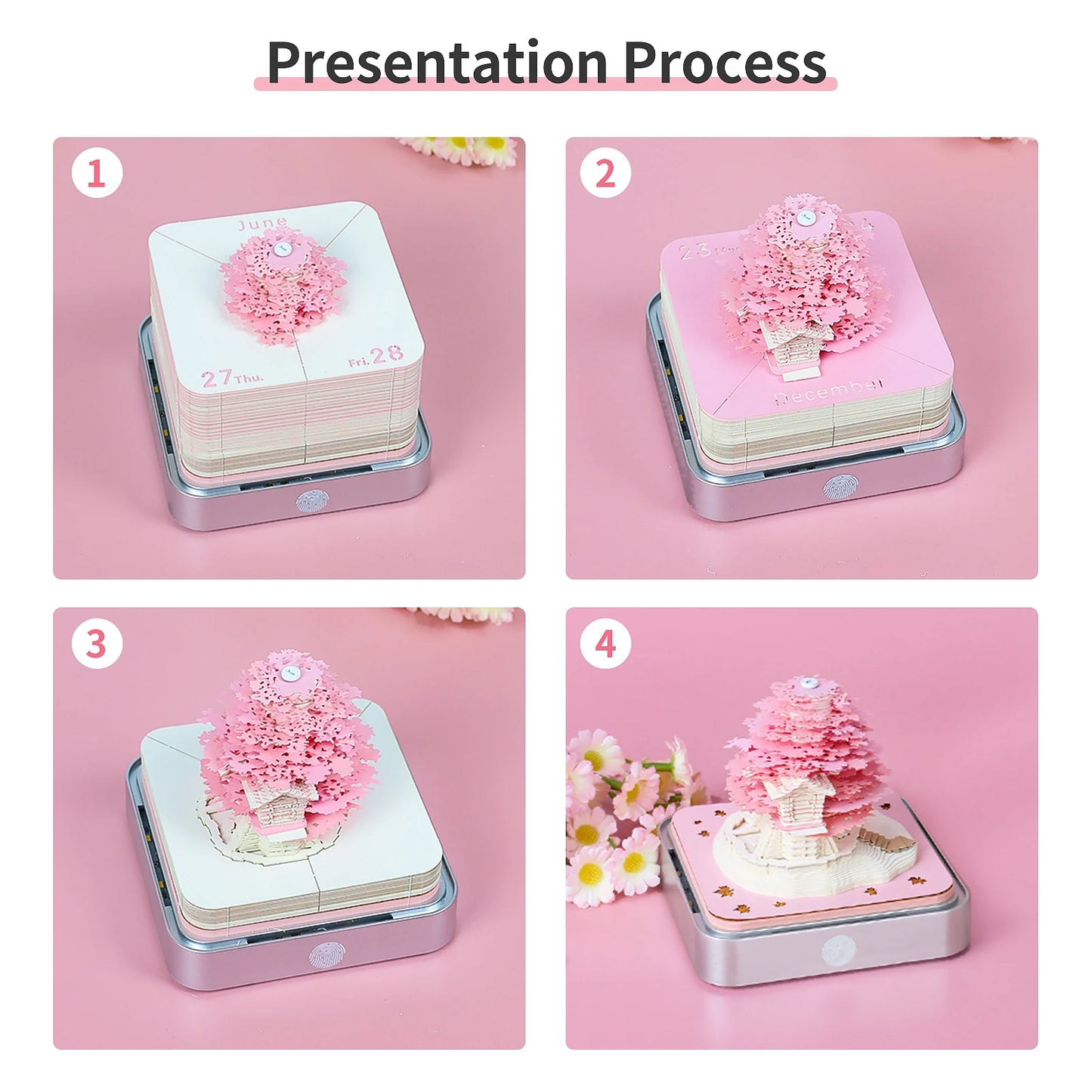 3D Calendar 2025 Omoshiroi Block Sakura Tree Calendar 3D Notepad Block 253Sheet Memo Pad Desk Calendar Note Paper Christmas Gift