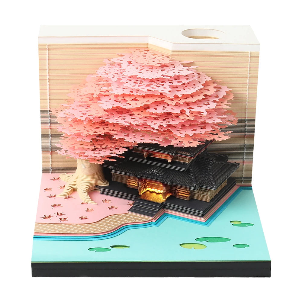 3D Calendar 2025 Omoshiroi Block Sakura Tree Calendar 3D Notepad Block 253Sheet Memo Pad Desk Calendar Note Paper Christmas Gift