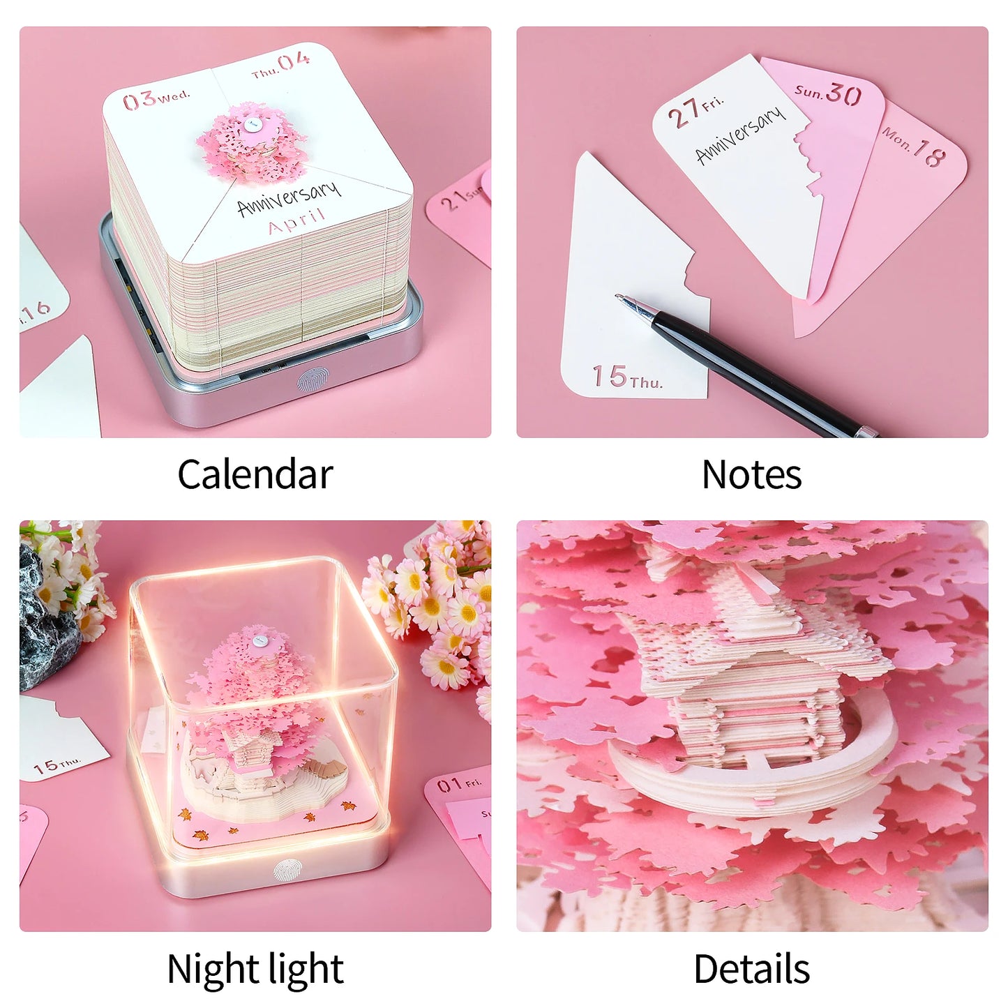 3D Calendar 2025 Omoshiroi Block Sakura Tree Calendar 3D Notepad Block 253Sheet Memo Pad Desk Calendar Note Paper Christmas Gift